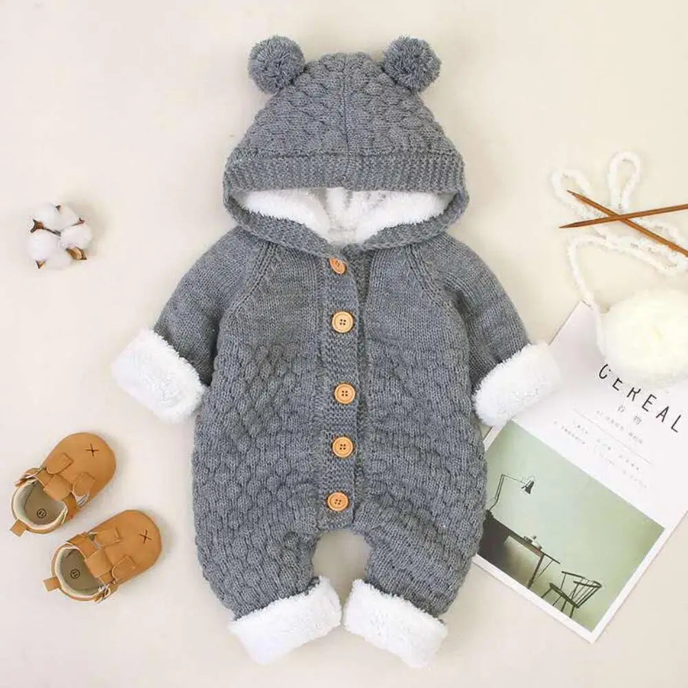 Newborn Baby Cardigan Hooded Rompers