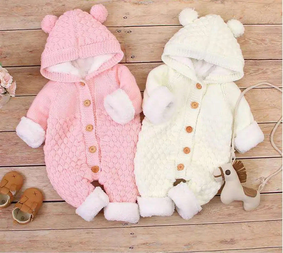 Newborn Baby Cardigan Hooded Rompers