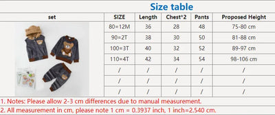 3PCS Winter Autumn Toddler Baby Suit