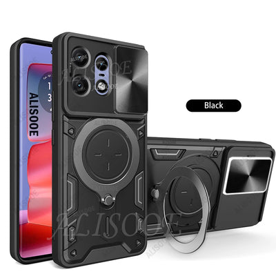 For Motorola Edge 50 Pro 40 Neo 50 Fusion Ultra G75 G55 Case Slide Camera Ring Holder Cover for Moto E15 G05 G15 G35 Capa Funda