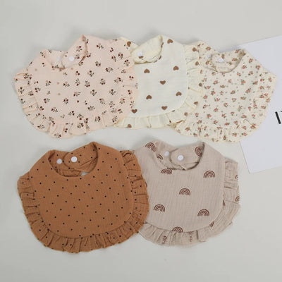 Flower Print Baby Adjustable Snap Saliva Towel