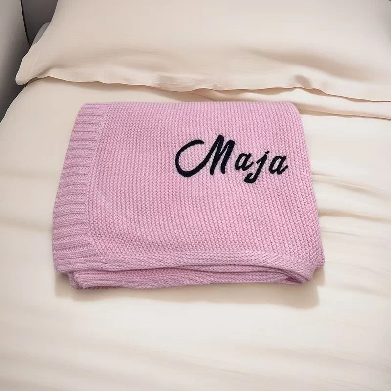 Embroidered Name Knitted Blanket
