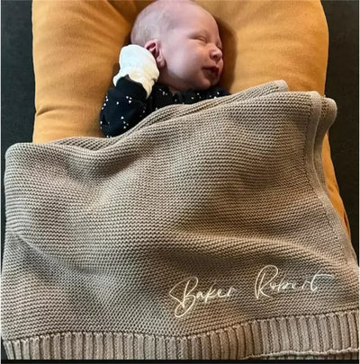 Personalized Name Baby Knitted Blanket Cotton for Winters