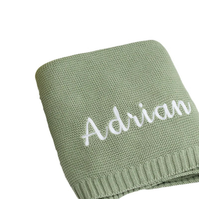 Embroidered Name Knitted Blanket