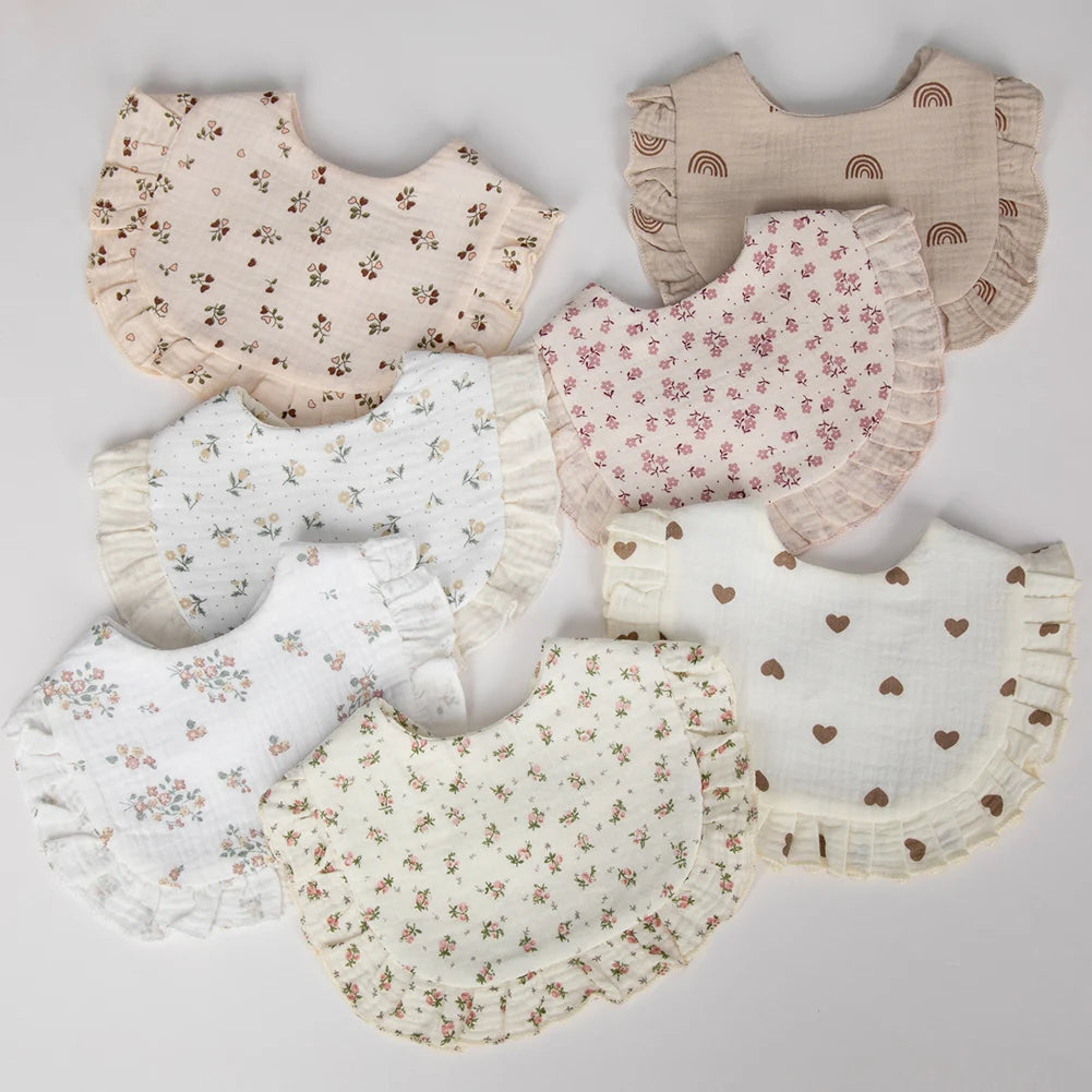 Flower Print Baby Adjustable Snap Saliva Towel