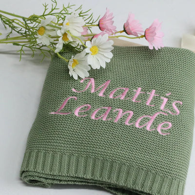 Embroidered Name Knitted Blanket