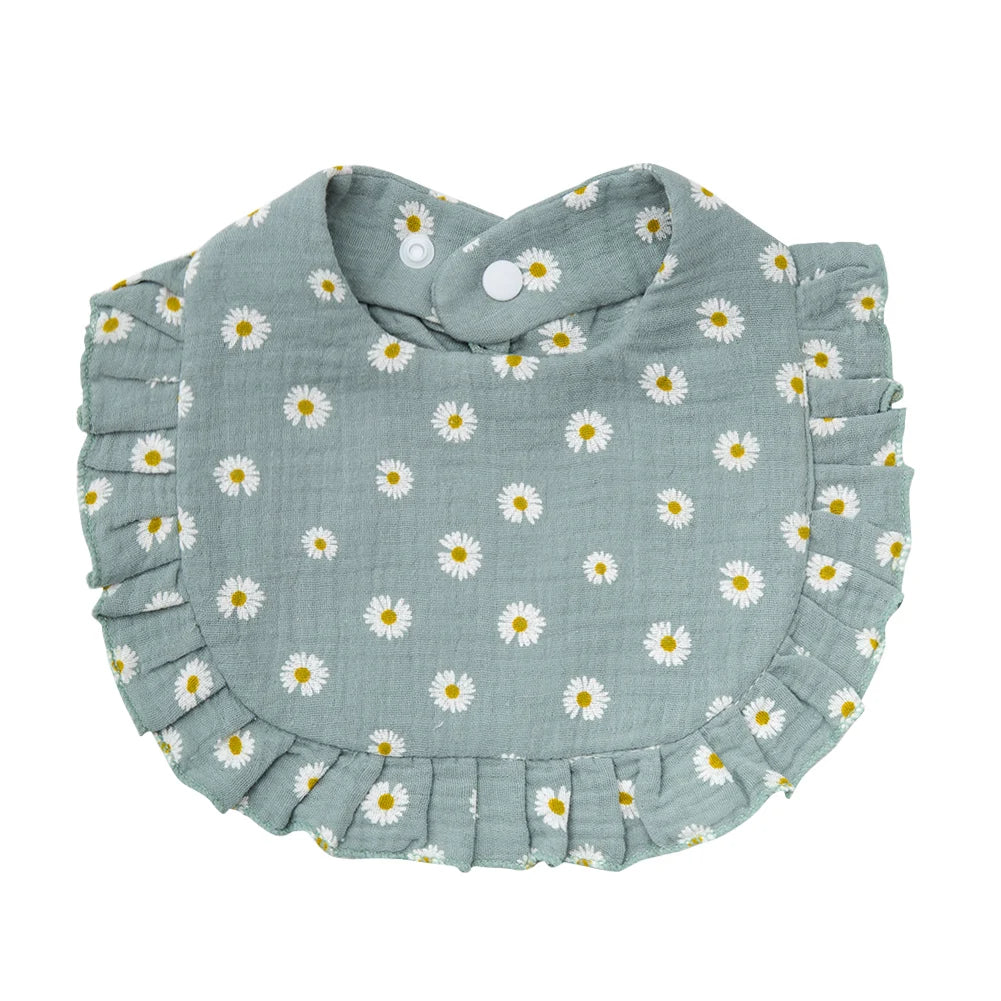 Flower Print Baby Adjustable Snap Saliva Towel