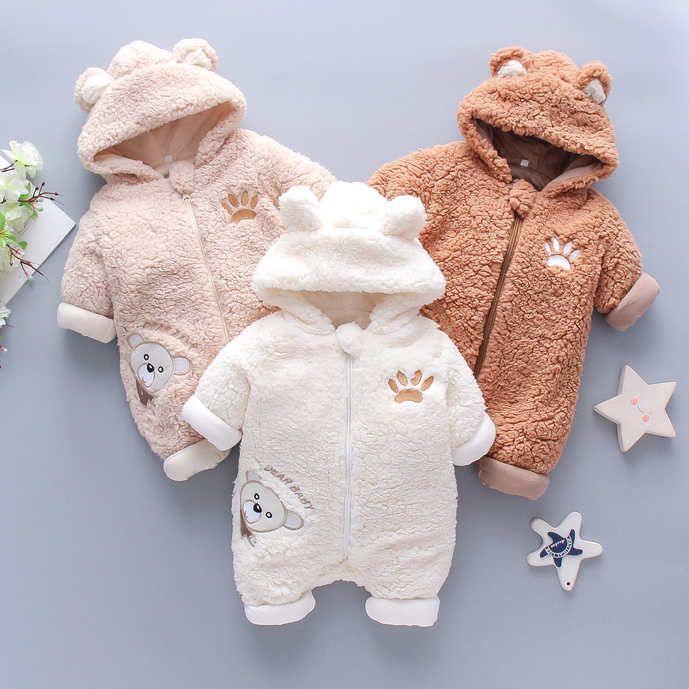 Baby Winter Thick Romper Solid Cotton Warm