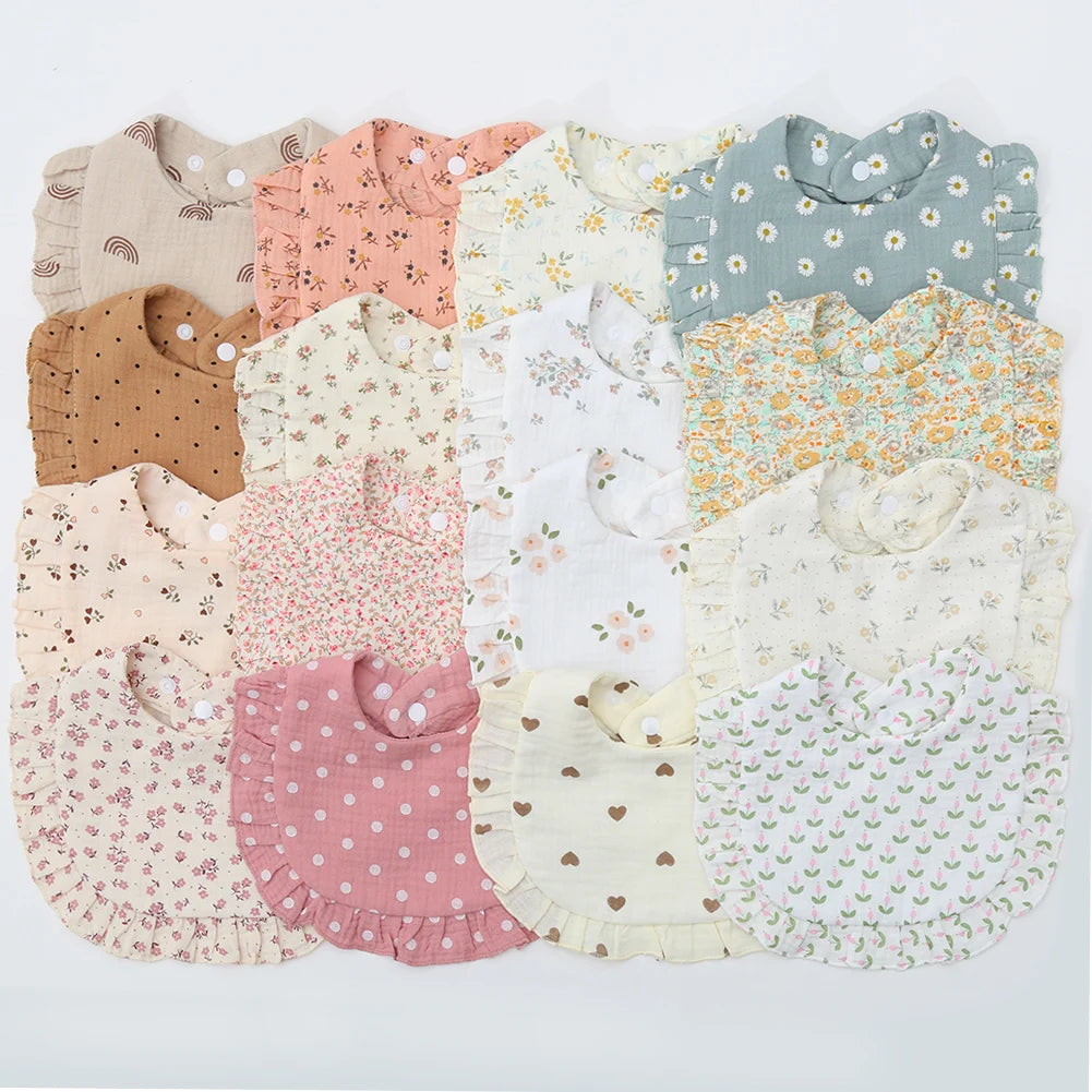 Flower Print Baby Adjustable Snap Saliva Towel