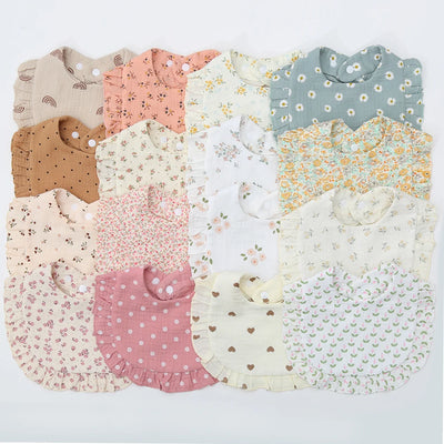 Flower Print Baby Adjustable Snap Saliva Towel