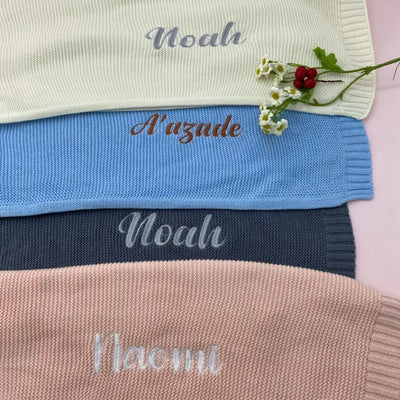 Embroidered Name Knitted Blanket