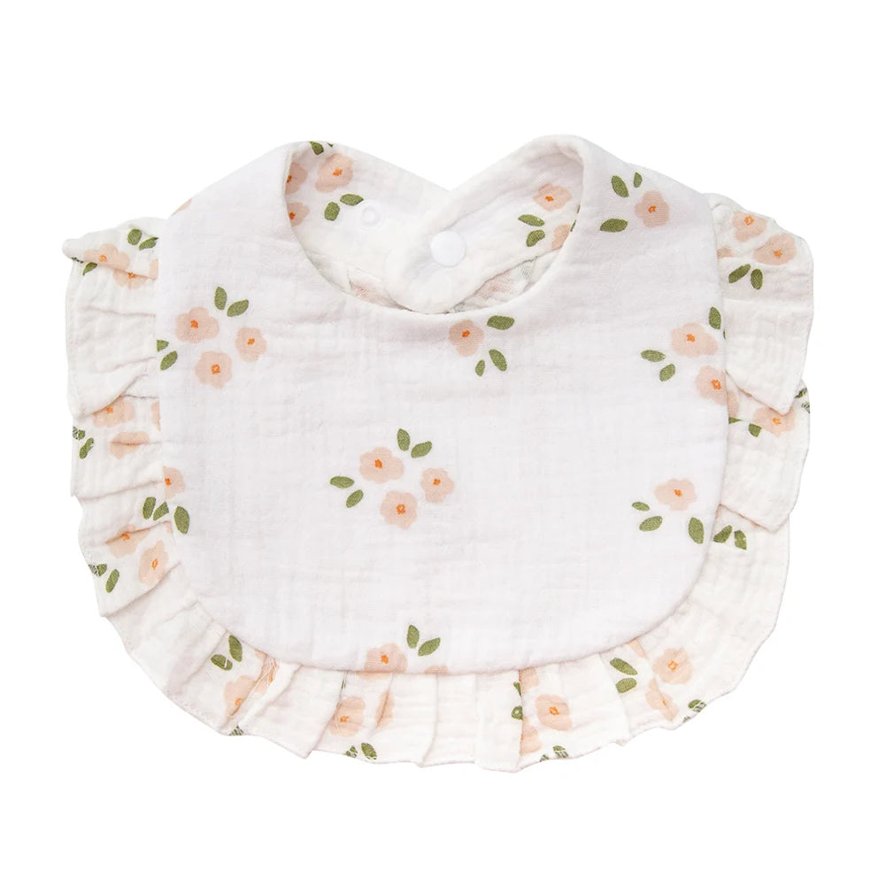 Flower Print Baby Adjustable Snap Saliva Towel
