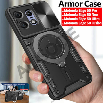 For Motorola Edge 50 Pro 40 Neo 50 Fusion Ultra G75 G55 Case Slide Camera Ring Holder Cover for Moto E15 G05 G15 G35 Capa Funda