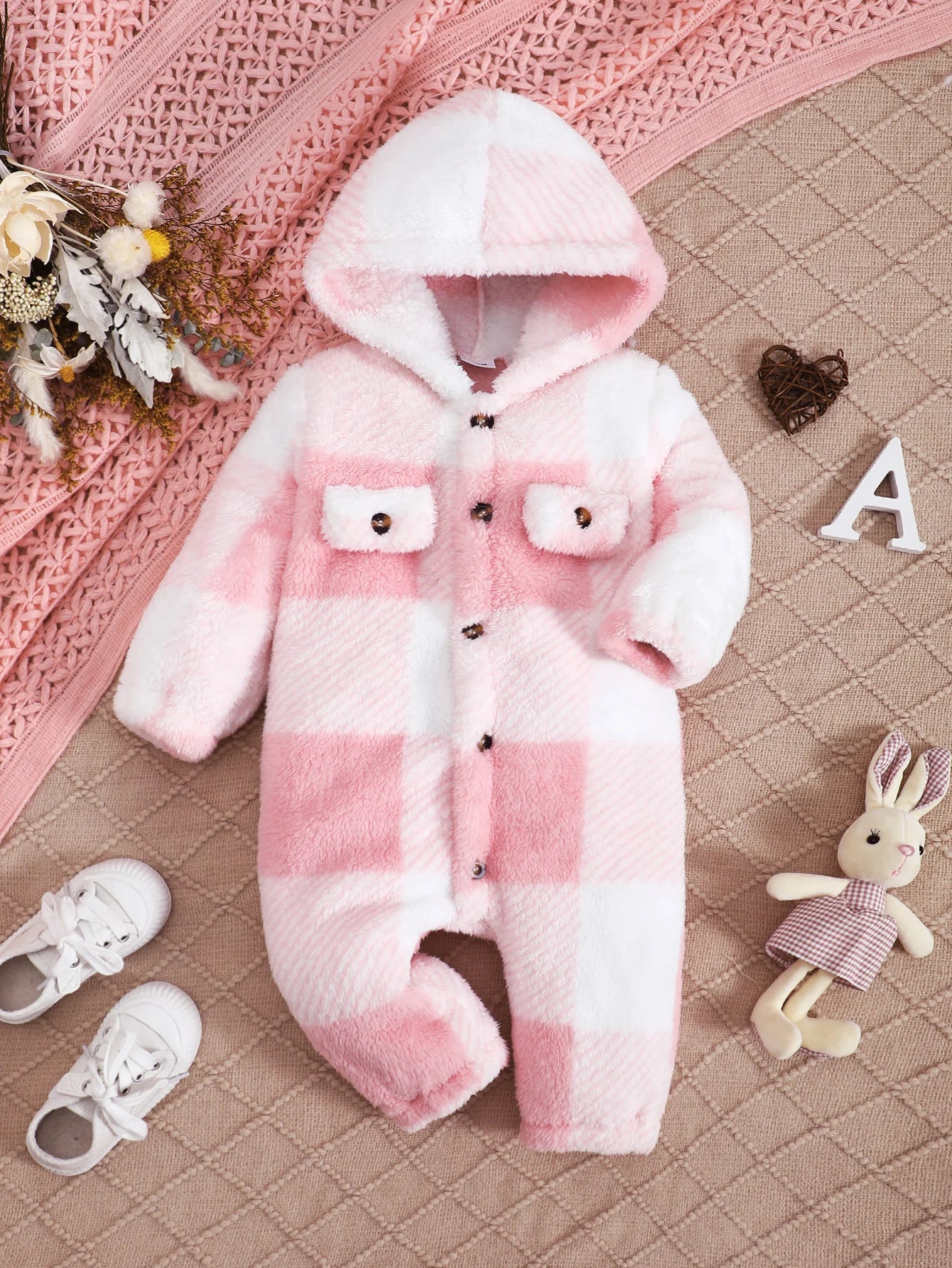 Baby Boys and Girls Plaid Romper