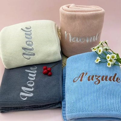 Embroidered Name Knitted Blanket