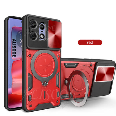 For Motorola Edge 50 Pro 40 Neo 50 Fusion Ultra G75 G55 Case Slide Camera Ring Holder Cover for Moto E15 G05 G15 G35 Capa Funda