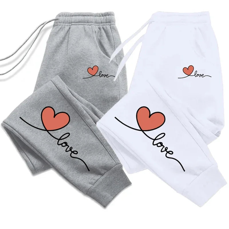 Womens Sweatpants Heart Printing Casual Trousers Jogging Sports Pants Outdoors Fashion Sportswear Hot Sale Simple Street Pants
