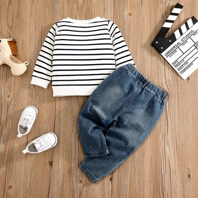 0–2-Year-Old Top Jeans Casual Two-Piece Set