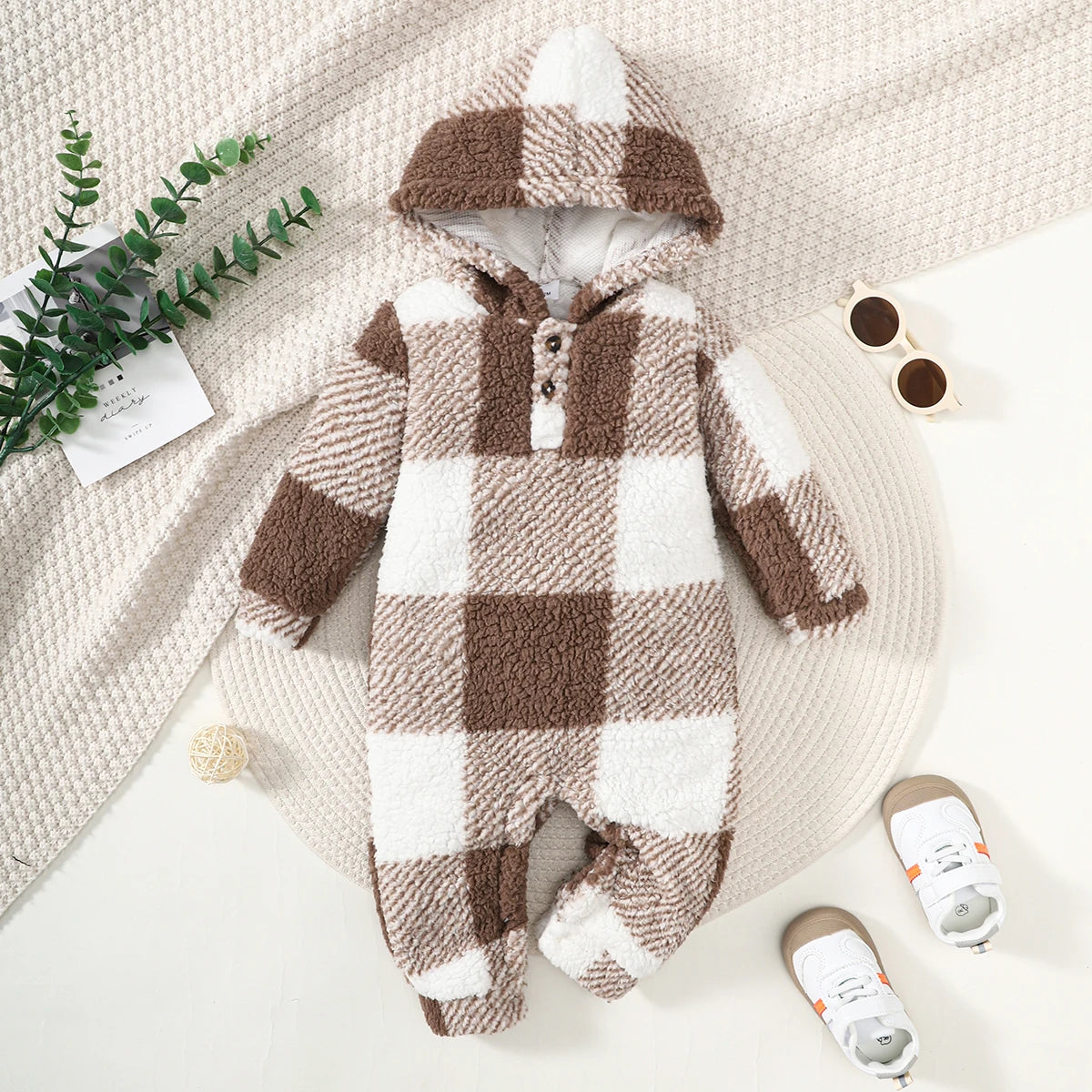 Baby Boys and Girls Plaid Romper