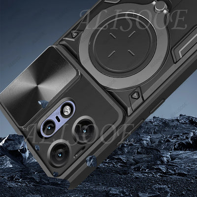 For Motorola Edge 50 Pro 40 Neo 50 Fusion Ultra G75 G55 Case Slide Camera Ring Holder Cover for Moto E15 G05 G15 G35 Capa Funda