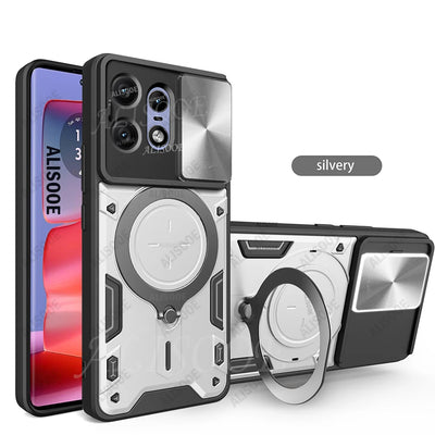 For Motorola Edge 50 Pro 40 Neo 50 Fusion Ultra G75 G55 Case Slide Camera Ring Holder Cover for Moto E15 G05 G15 G35 Capa Funda