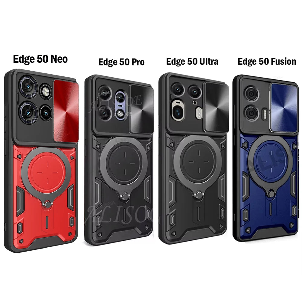 For Motorola Edge 50 Pro 40 Neo 50 Fusion Ultra G75 G55 Case Slide Camera Ring Holder Cover for Moto E15 G05 G15 G35 Capa Funda