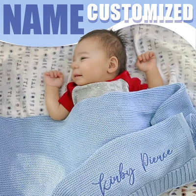 Embroidered Name Knitted Blanket