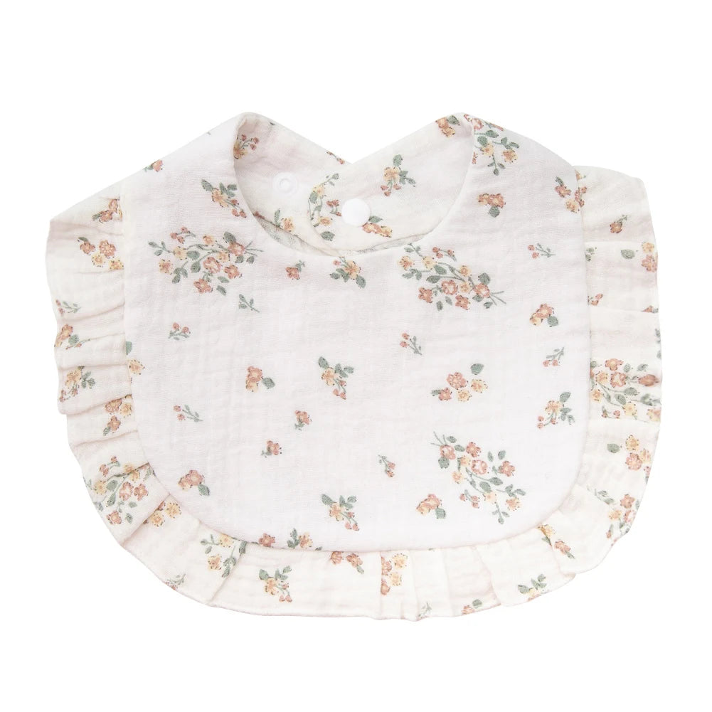 Flower Print Baby Adjustable Snap Saliva Towel