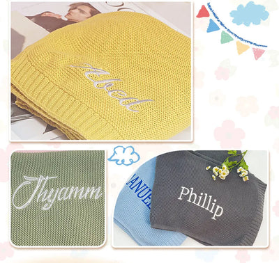 Embroidered Name Knitted Blanket