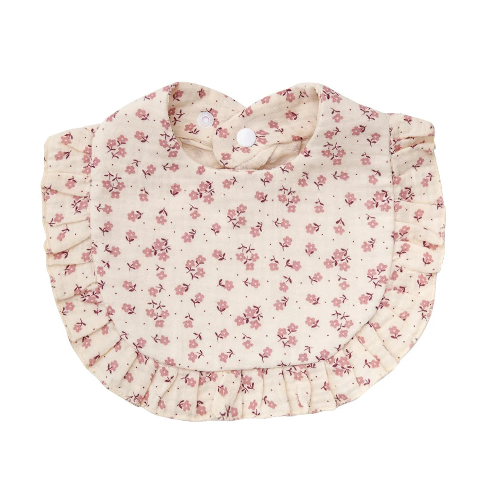 Flower Print Baby Adjustable Snap Saliva Towel