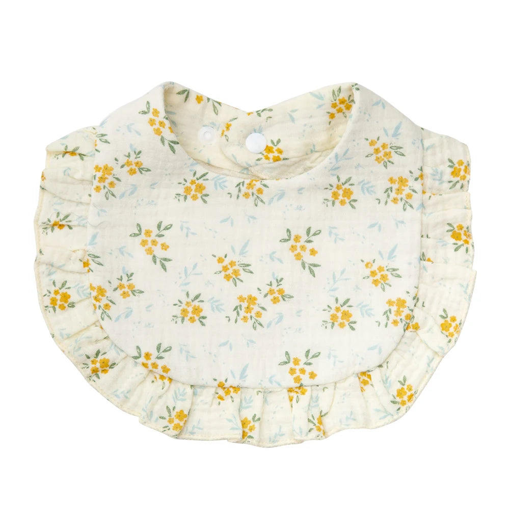 Flower Print Baby Adjustable Snap Saliva Towel