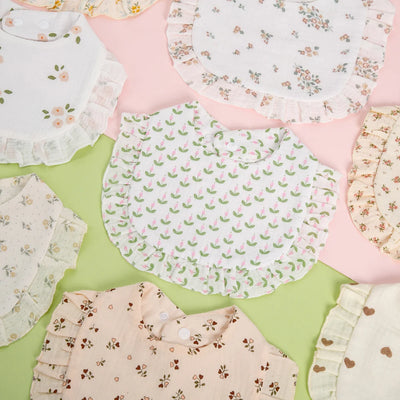Flower Print Baby Adjustable Snap Saliva Towel