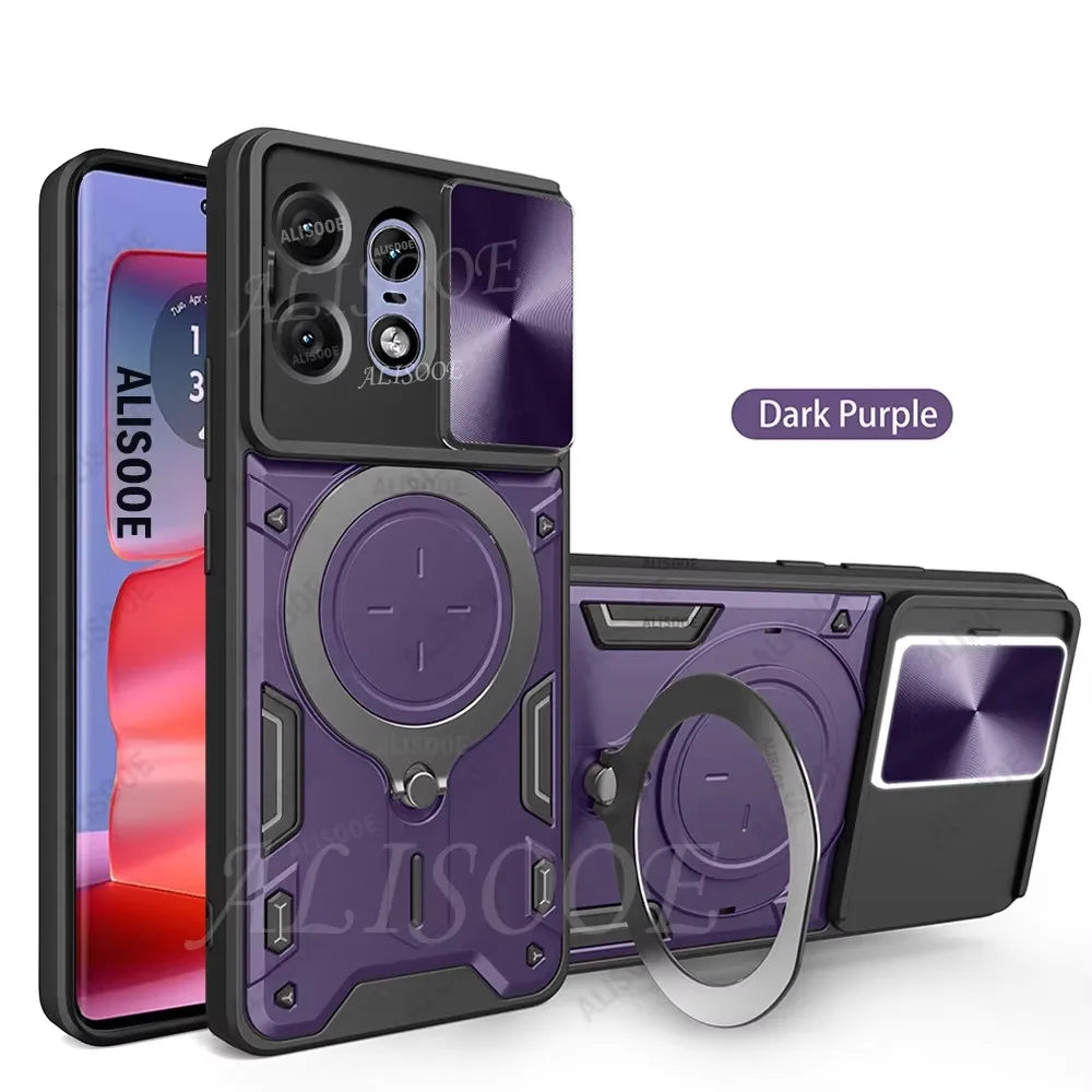 For Motorola Edge 50 Pro 40 Neo 50 Fusion Ultra G75 G55 Case Slide Camera Ring Holder Cover for Moto E15 G05 G15 G35 Capa Funda
