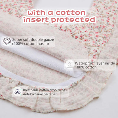 Flower Print Baby Adjustable Snap Saliva Towel