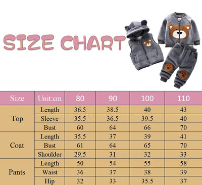 3PCS Winter Autumn Toddler Baby Suit