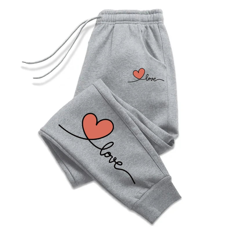 Womens Sweatpants Heart Printing Casual Trousers Jogging Sports Pants Outdoors Fashion Sportswear Hot Sale Simple Street Pants