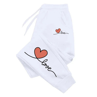 Womens Sweatpants Heart Printing Casual Trousers Jogging Sports Pants Outdoors Fashion Sportswear Hot Sale Simple Street Pants